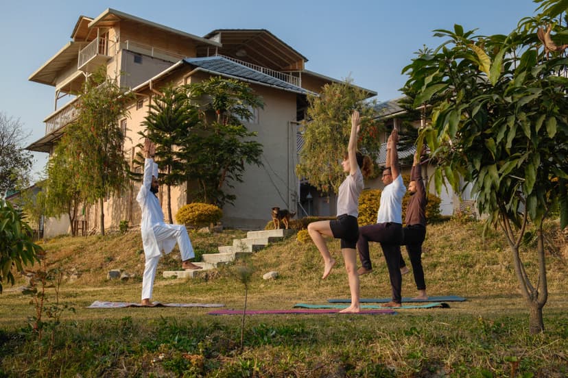 Group doing yoga practice together